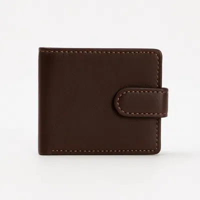 Vida Vida Men's Luxury Leather Zip Section Coin Wallet - Dark Brown