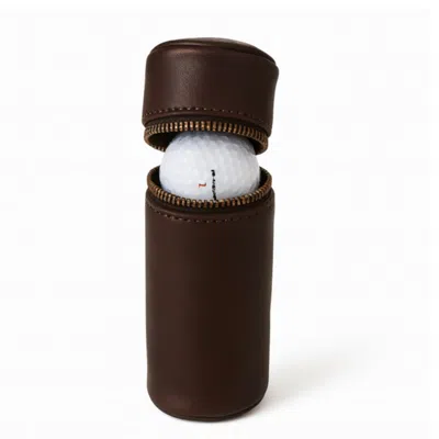 Vida Vida Men's Three Golf Ball  Leather Holder - Dark Brown