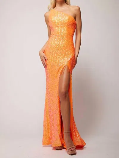 Vienna Prom Sequin Prom Dress Gown In Orange