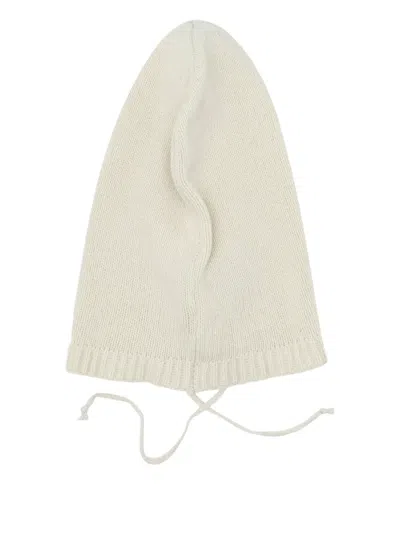 Vietti Merchandise Drawstring Cashmere Balaclava In White