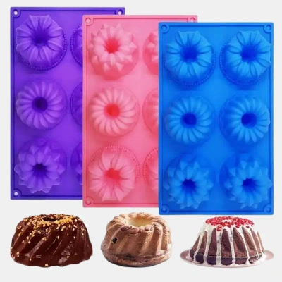 Vigor Silicone Bundt Cake Molds, Doughnut Maker Silicone Baking Tray Cupcake Muffin Molds Mini Cake Pan In Pink