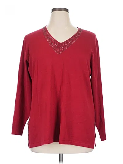 Pre-owned Vila Milano Long Sleeve Top Burgundy V-neck Tops