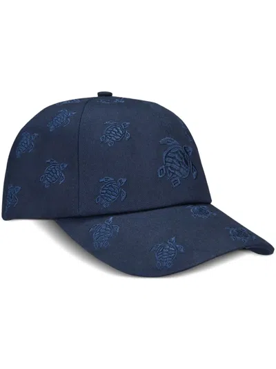 Vilebrequin Embroidered All-over Turtles Cap In Blue