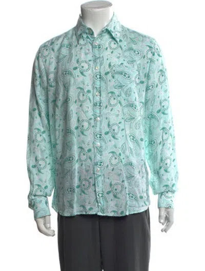 Pre-owned Vilebrequin Linen Paisley Print Shirt In Green
