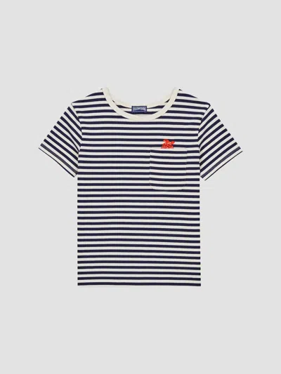 Vilebrequin Kids' Little Boy's & Boy's Striped Cotton Jersey T-shirt In Marine Blanc