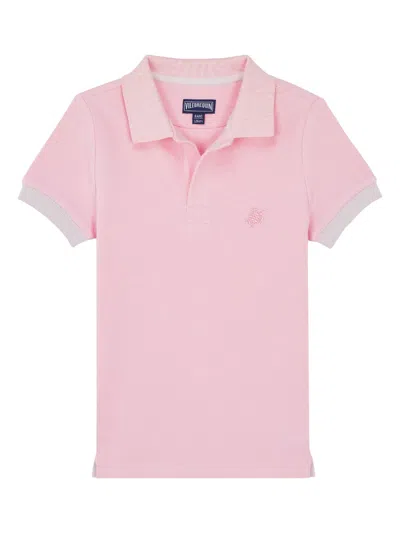 Vilebrequin Kids' Pantin Cotton Polo Shirt In Pink