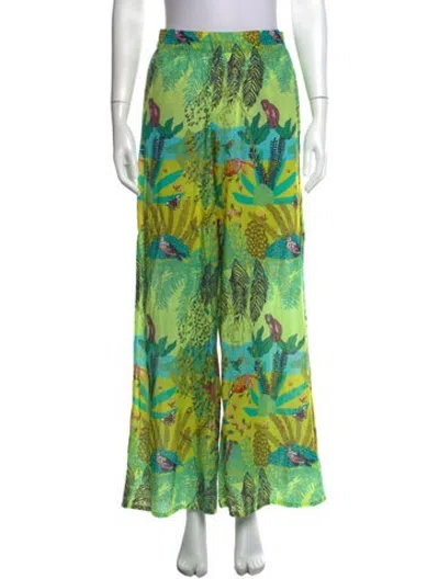 Pre-owned Vilebrequin Printed Wide Leg Pants In Green