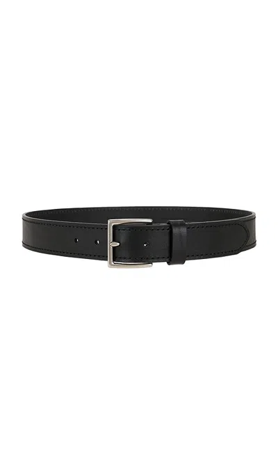 Vince 35mm Flat Belt With Stitched Edge Belt In Black & Dull Nickel