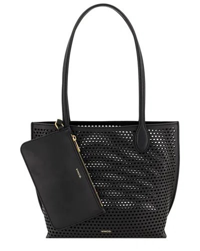 Vince Athene Leather Small Tote In Black
