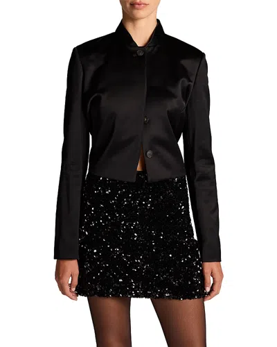Vince Button Front Cropped Jacket In Black