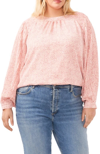 Vince Camuto Abstract Floral Print Top In Pink Orchid