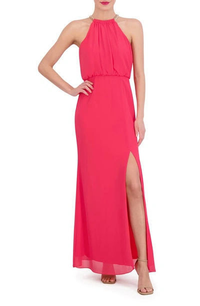 Vince Camuto Chain Detail Blouson Gown In Cherry