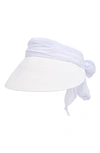 Vince Camuto Chiffon Tie Bow Straw Visor In White