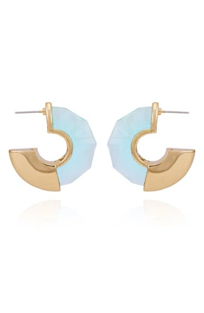 Vince Camuto Clearly Disco Hoop Earrings In Light Blue/ Gold Tone