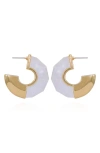 Vince Camuto Clearly Disco Hoop Earrings In White/ Gold Tone