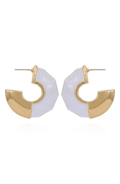 Vince Camuto Clearly Disco Hoop Earrings In White/ Gold Tone