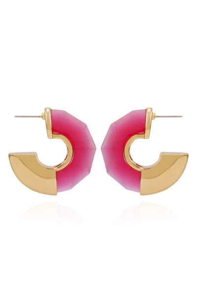 Vince Camuto Clearly Disco Hoop Earrings In Pink/ Gold Tone