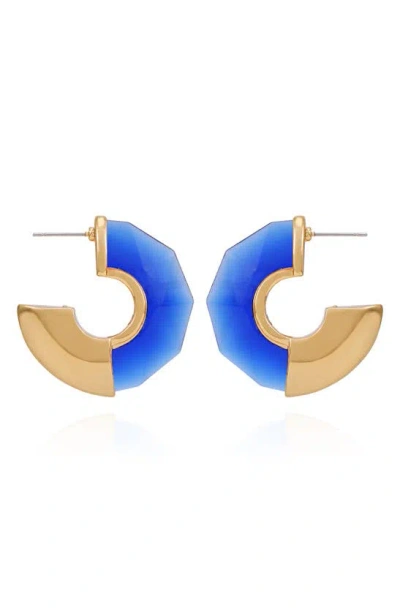 Vince Camuto Clearly Disco Hoop Earrings In Blue/ Gold Tone