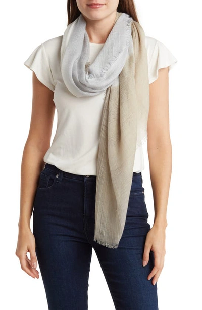 Vince Camuto Dip Dye Border Print Scarf In Ivory