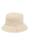 Vince Camuto Faux Shearling Bucket Hat In Oatmeal