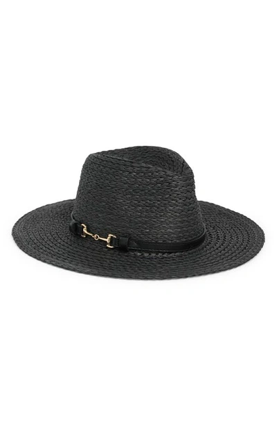 Vince Camuto Horsebit Panama Hat In Black