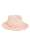 Vince Camuto Metallic Lala Paper Panama Hat In Blush