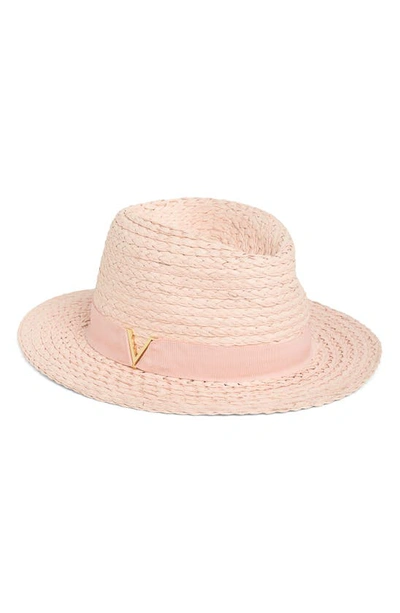 Vince Camuto Metallic Lala Paper Panama Hat In Blush