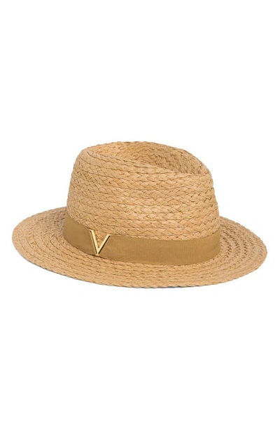 Vince Camuto Metallic Lala Paper Panama Hat In Tan