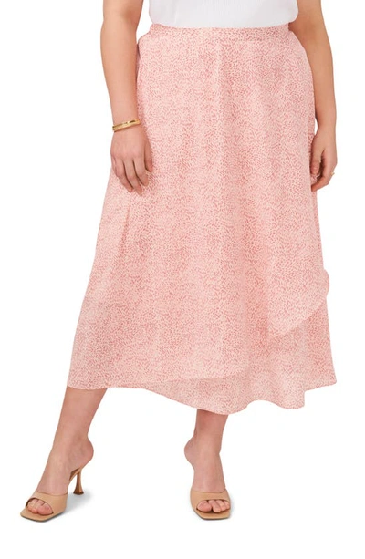 Vince Camuto Print Crossover Maxi Skirt In Pink Orchid