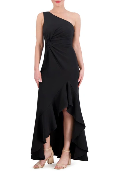 Vince Camuto Ruffle Detail One-shoulder High-low Gown In Black