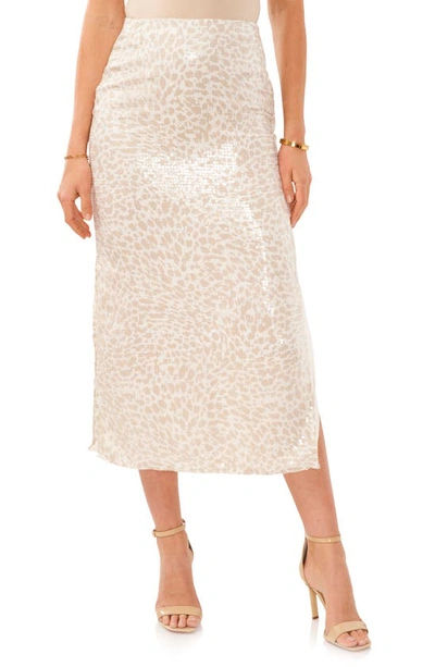 Vince Camuto Side Slit Sequin Midi Skirt In Clay