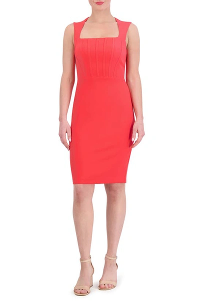 Vince Camuto Signature Stretch Crepe Body-con Dress In Hot Coral