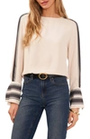 Vince Camuto Stripe Top In Soft Cream