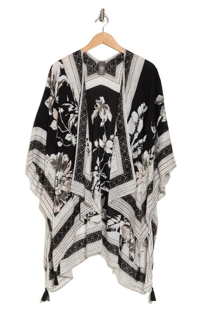Vince Camuto Tropical Blooms Ruana In Black Neutral