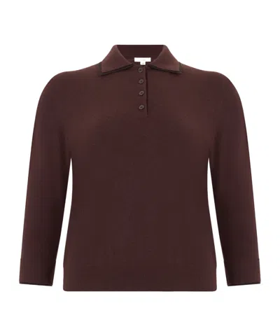 Vince Collared Knitted Polo Shirt In Brown