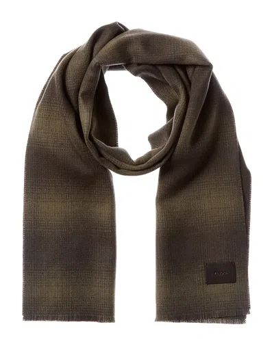 Vince Doubleface Shadow Plaid Wool & Cashmere-blend Scarf In Green