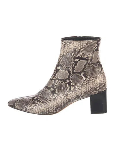 Pre-owned Vince Embossed Leather Animal Print Boots In Neutrals