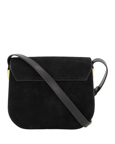 Vince Eris Saddle Leather & Suede Crossbody In Black