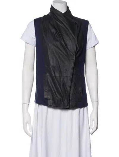 Pre-owned Vince Goat Leather Vest In Blue