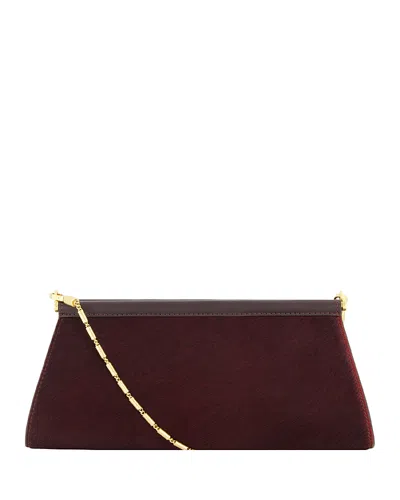Vince Isolde Double Bar Calf Hair Clutch In Burgundy