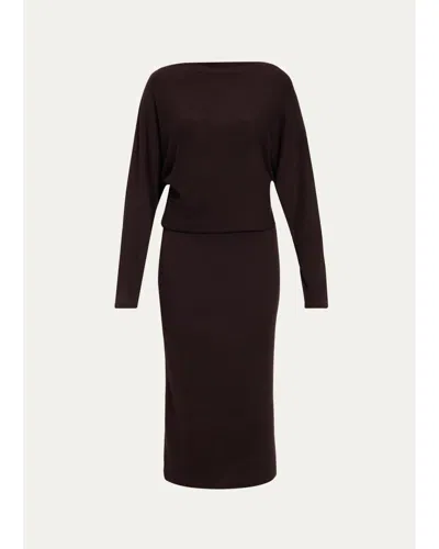 Vince Knit Blouson Midi Dress In Multi