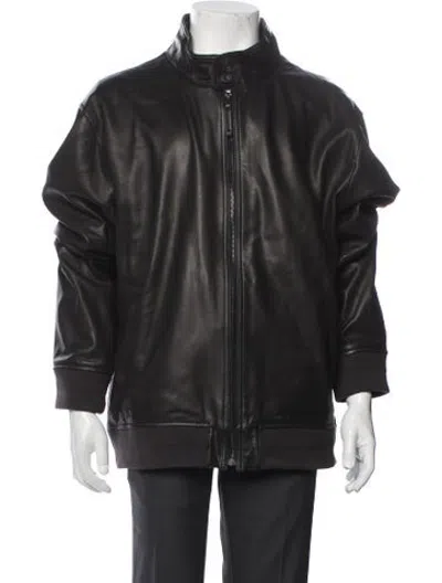 Pre-owned Vince Lamb Leather Bomber Jacket In Black