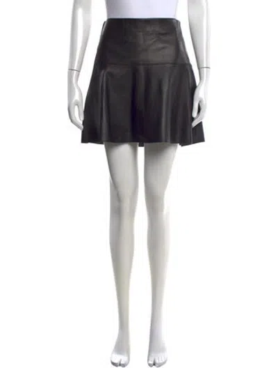 Pre-owned Vince Lamb Leather Mini Skirt In Black