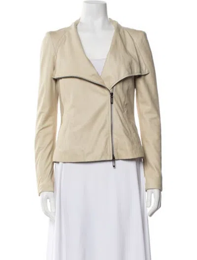 Pre-owned Vince Leather Biker Jacket In Neutrals