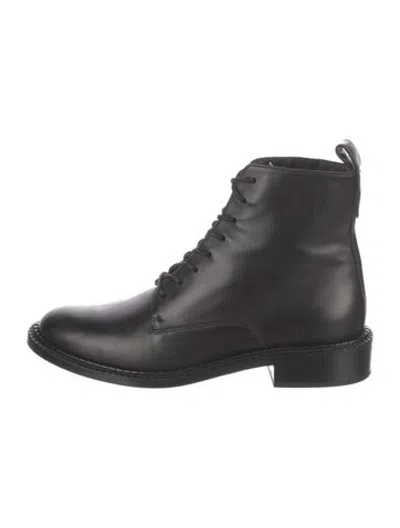Pre-owned Vince Leather Combat Boots In Black