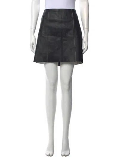 Pre-owned Vince Leather Mini Skirt In Black