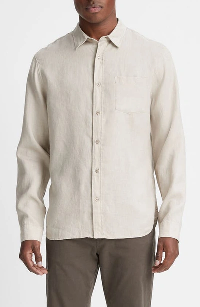 Vince Linen Button-up Shirt In Pumice Rock