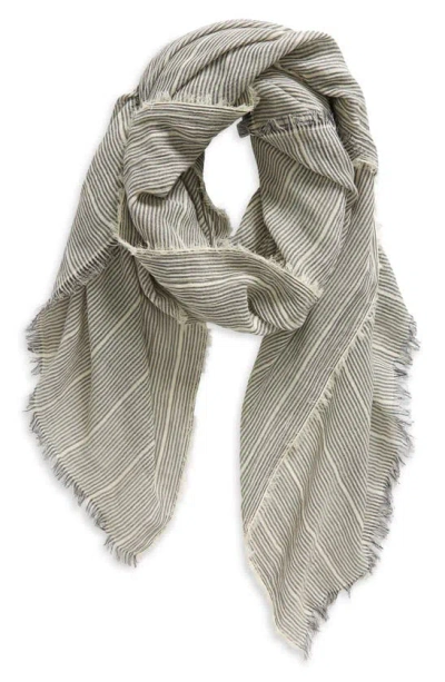 Vince Micro Stripe Cotton Scarf In Gray