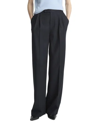 Vince Mid Rise Pleated Wide Leg Wool-blend Trouser In Multi