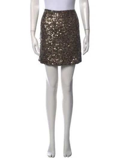 Pre-owned Vince Patterned Mini Skirt In Brown/metallic